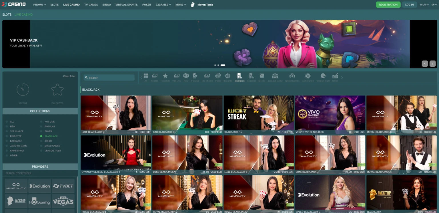 Blackjack online ao vivo nos casinos online em Portugal