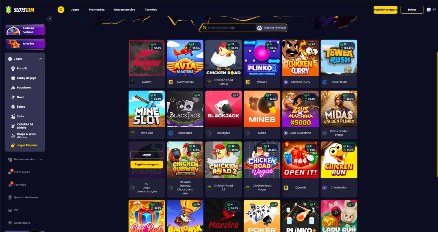 Crash Games e Jogos instantaneos Slotsgem