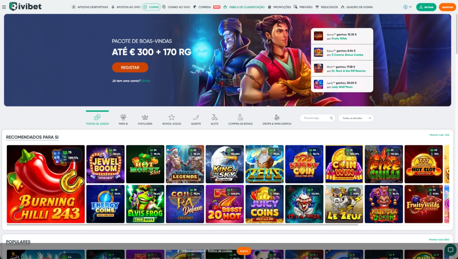 Ivibet casino online lobby com jogos de mesa e oferta de boas-vindas